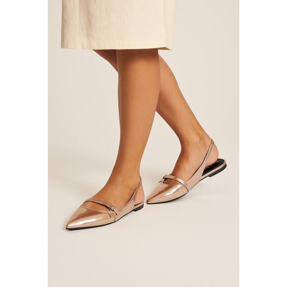 Guess Charm Gold Sling Back Flats 9 - Picture 1 of 8